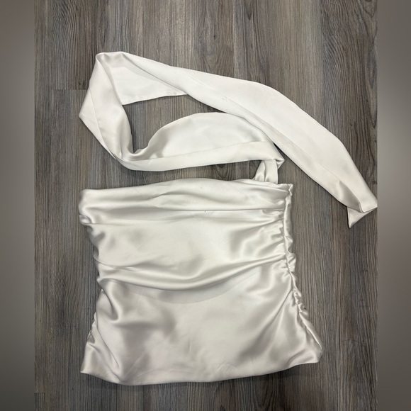 Draped Satin Scarf Top - Picture 4 of 6